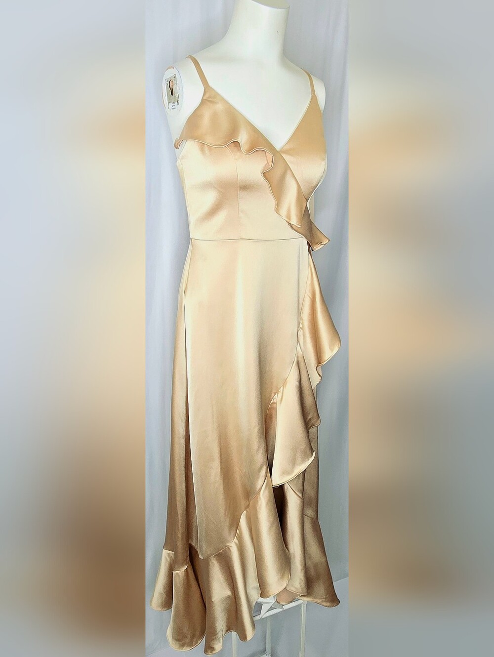 Revelry Paloma Gold Champagne Satin Formal Wedding Guest Bridesmaid Dress 4 NWT - Picture 3 of 10